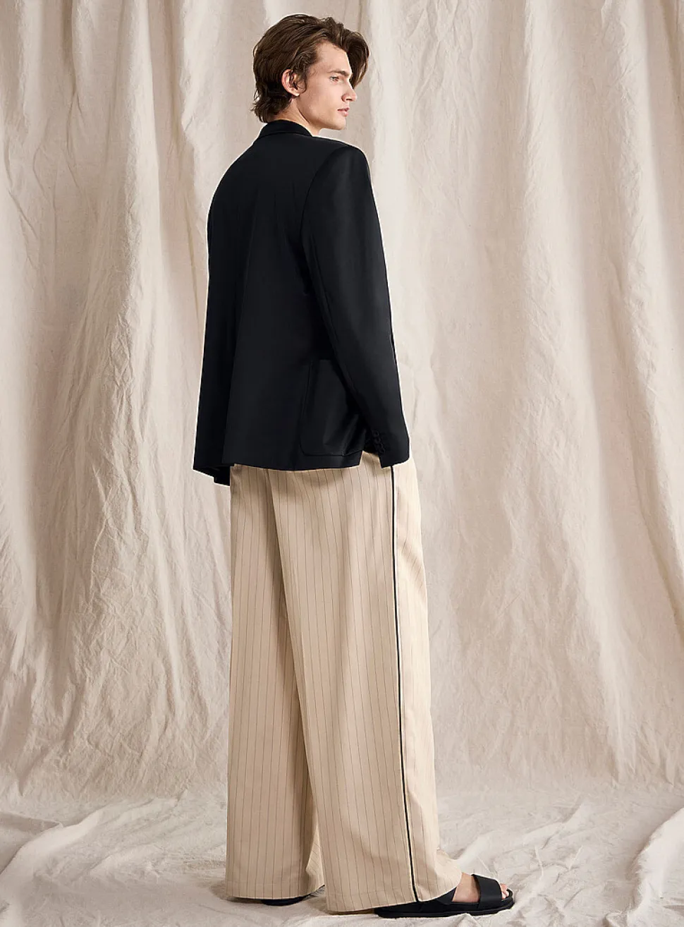 Trimmed banker-stripe pant