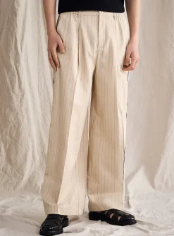 Trimmed banker-stripe pant