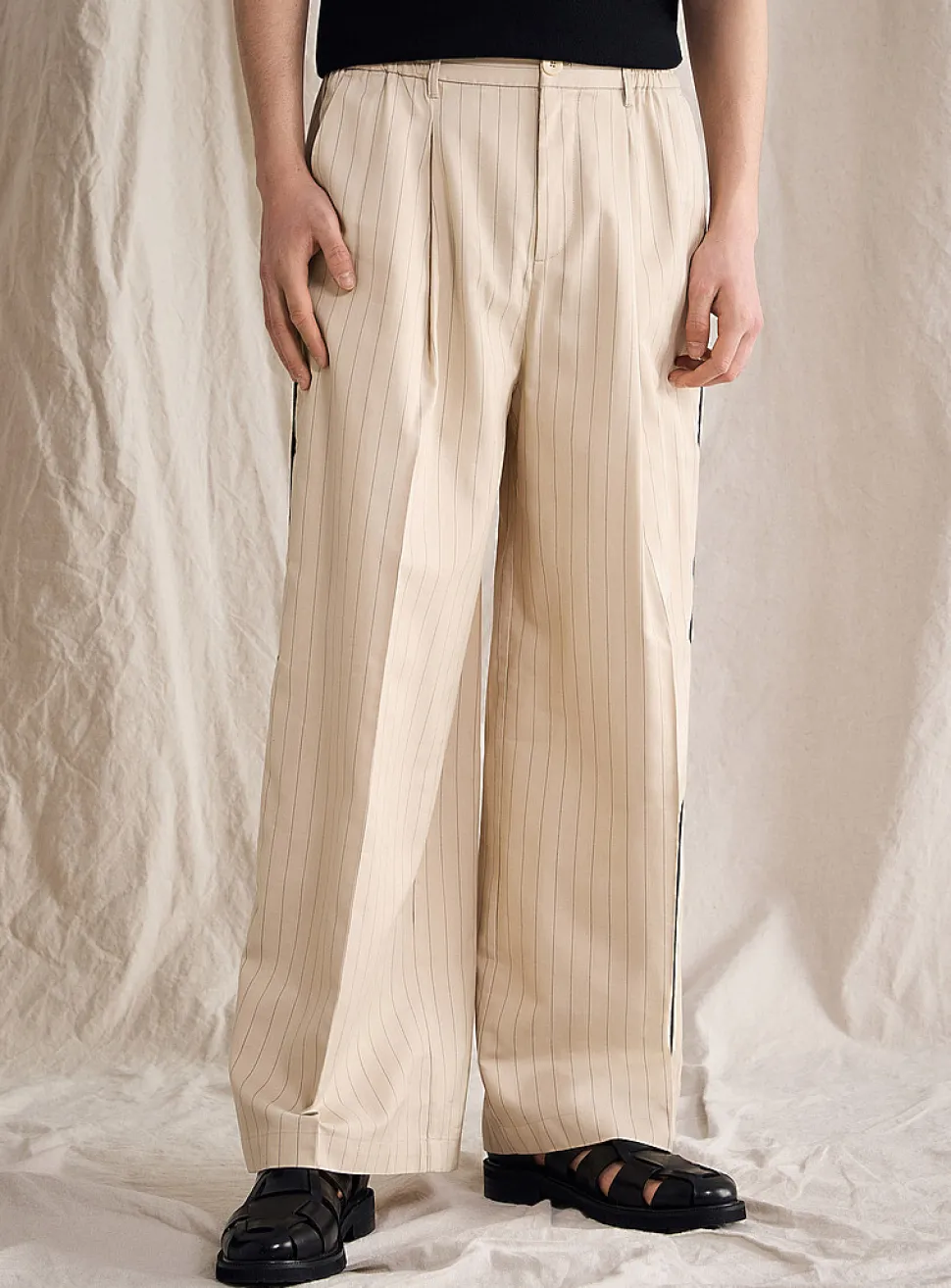Trimmed banker-stripe pant