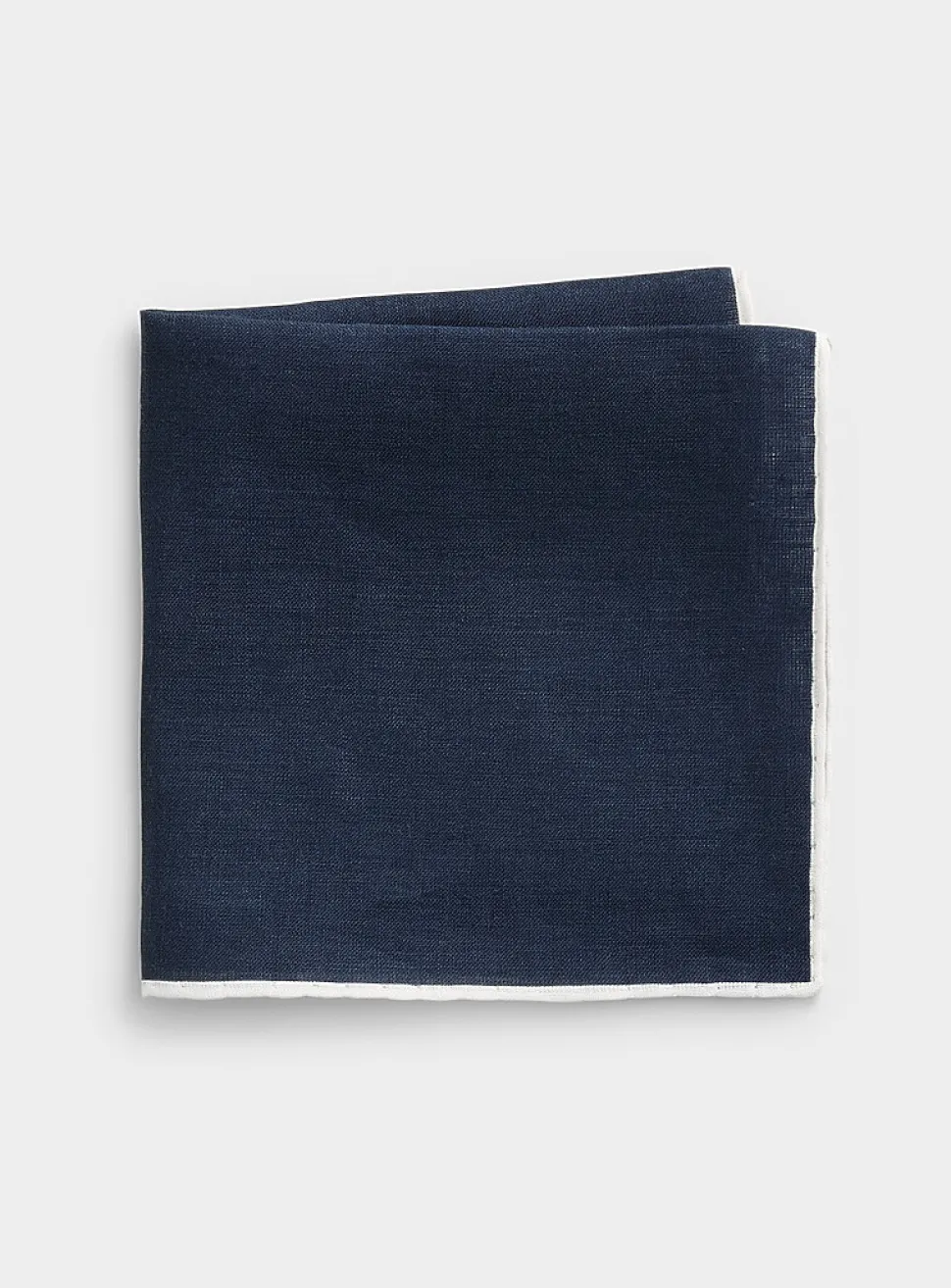 Trimmed pure linen pocket square