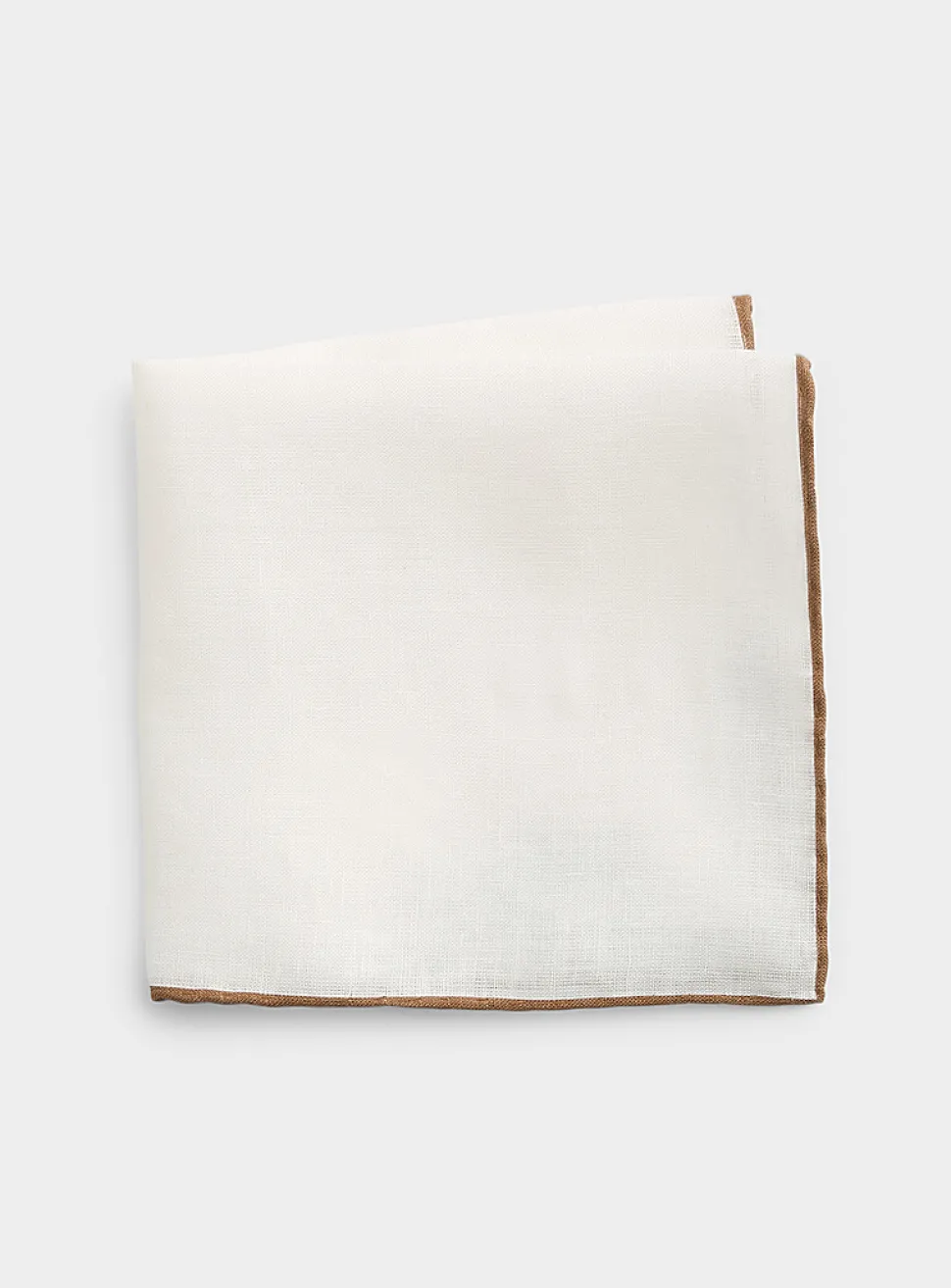 Trimmed pure linen pocket square