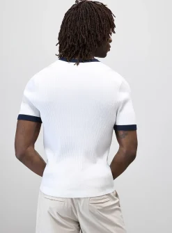 Trimmed ribbed sweater