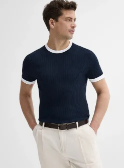 Trimmed ribbed sweater
