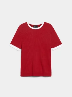Trimmed ribbed sweater
