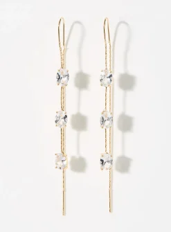 Triple gemstone and post earrings