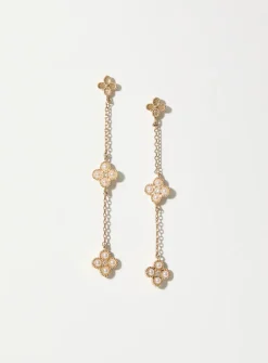 Triple-flower long earrings