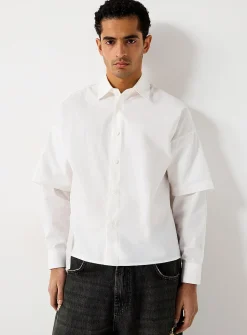 Trompe-l'oeil poplin shirt