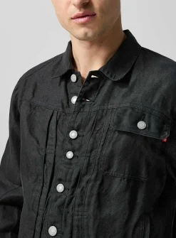 Trucker crinkled linen jacket