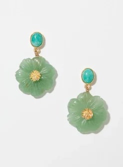Turquoise flower large earrings