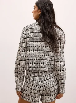 Tweed-style knit boxy cardigan