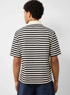 Twin-stripe jersey polo