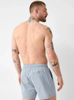 Twin-stripe seersucker swim trunk