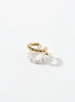 Twist and pearl ear cuff