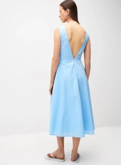 Twisted poplin midi dress