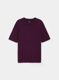 Twisted-cable short-sleeve sweater