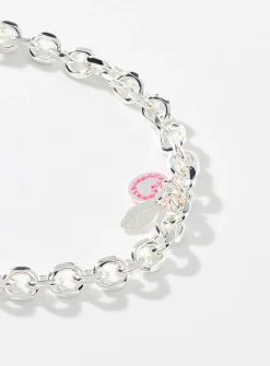 Two-ball post closure silver necklace