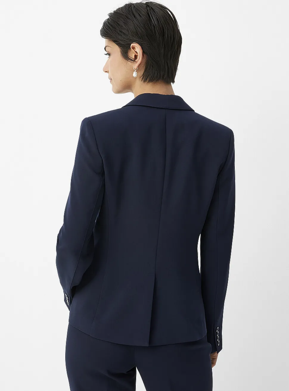Two-button suiting crepe blazer