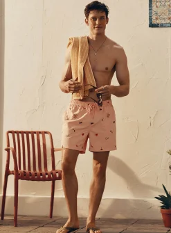 Vacation embroidery swim short