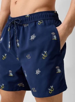 Vacation embroidery swim short