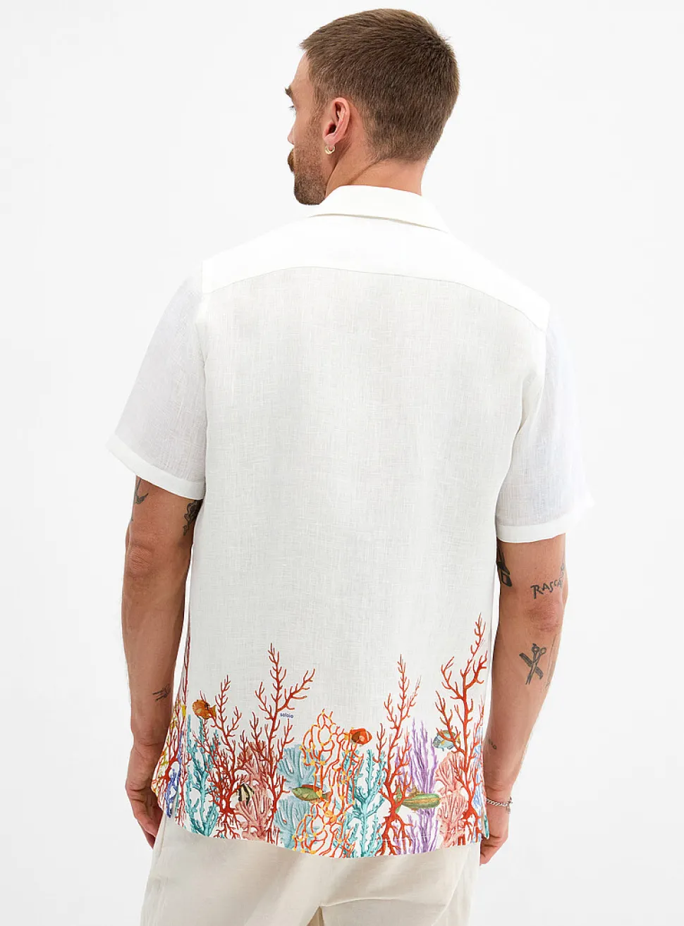 Vega coral pure linen shirt