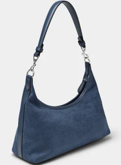 Velvety minimalist shoulder bag