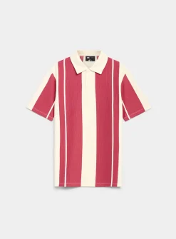 Vertical stripe ribbed polo