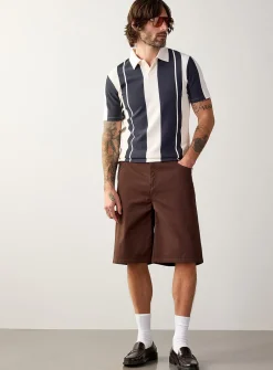Vertical stripe ribbed polo