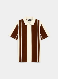 Vertical stripe ribbed polo