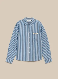 Vertical-stripe boxy shirt