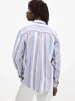 Vertical-stripe linen shirt