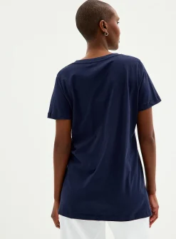 V-neck organic cotton tunic T-shirt
