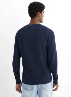 Waffle-knit Henley sweater