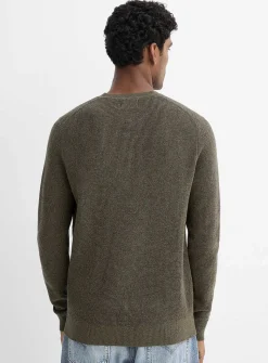 Waffle-knit Henley sweater