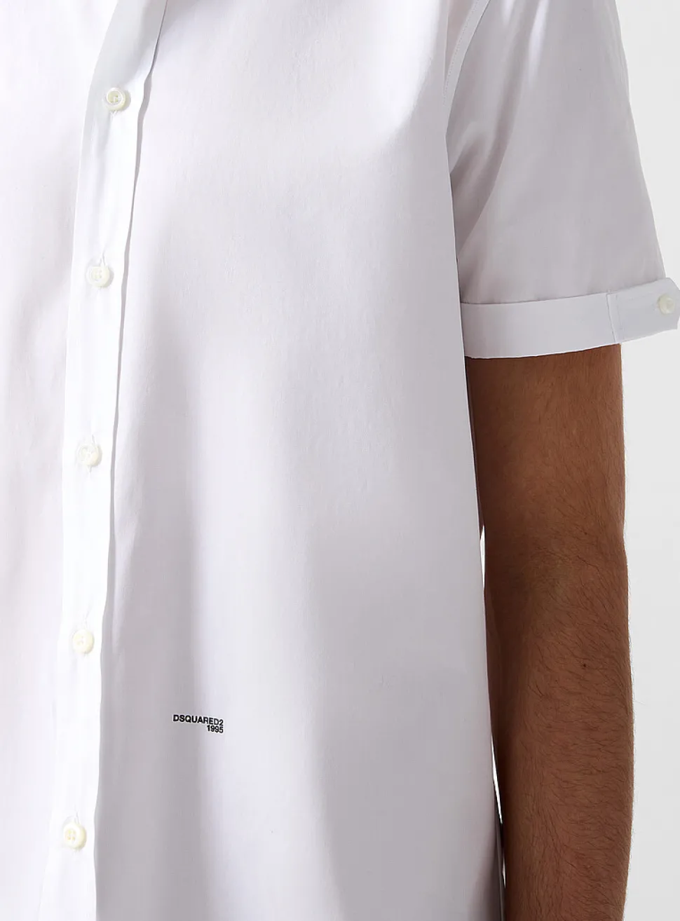 Waist logo turn-up sleeve shirt