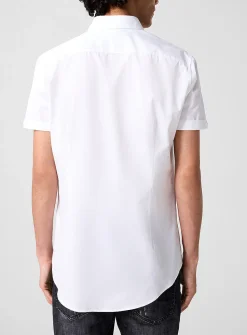 Waist logo turn-up sleeve shirt