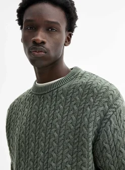 Washed cable-knit sweater