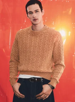 Washed cable-knit sweater