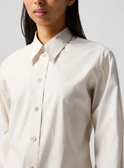 Washed cotton-silk point-collar shirt