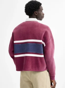 Washed rugby polo sweatshirt