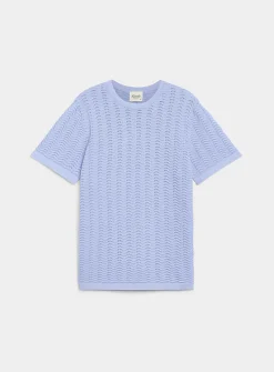 Wavy openwork knit T-shirt