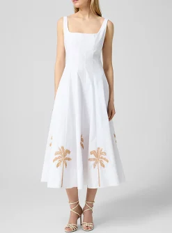 Wells embroidered poplin dress