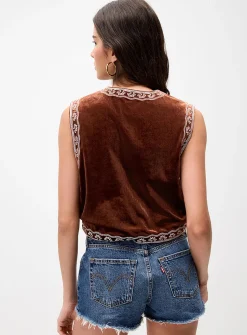 Western flowers velvet vest