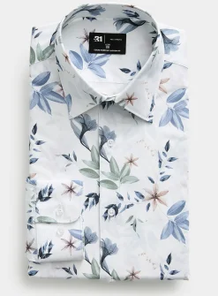 White background floral shirt