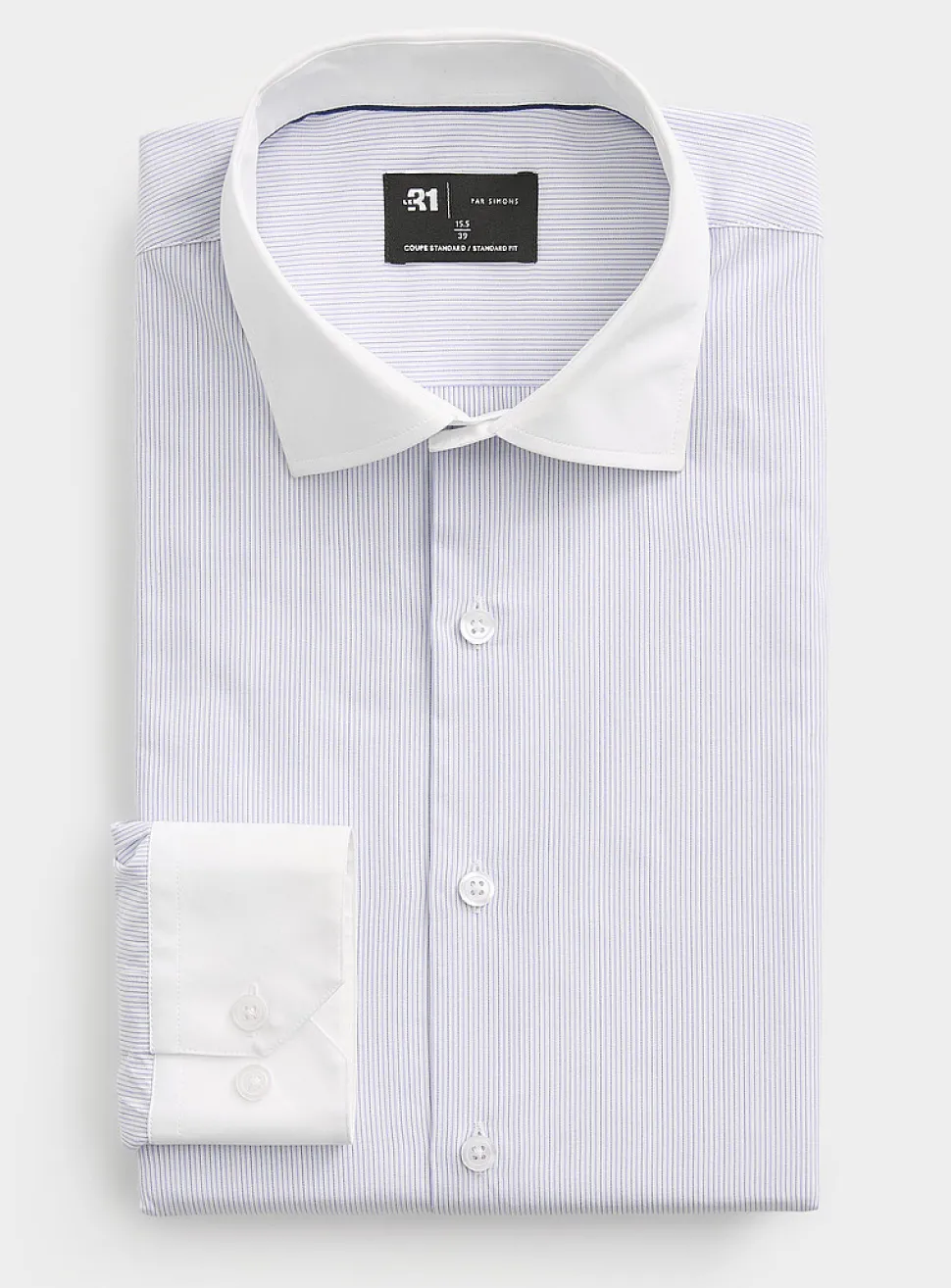 White-collar striped shirt