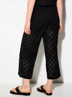 Wide-leg cropped broderie anglaise pant