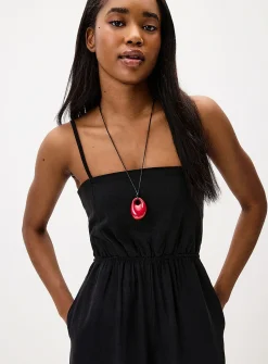 Wide-leg linen-blend jumpsuit
