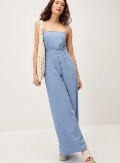 Wide-leg linen-blend jumpsuit