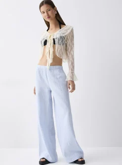 Wide-leg organic cotton gauze pant