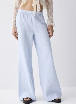 Wide-leg organic cotton gauze pant
