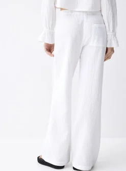 Wide-leg organic cotton gauze pant